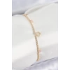 Pirinç Zirkon Taşlı Yonca Model Gold Renk Kadın Bilekilk