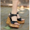 Riboy Siyah Cilt Dolgu Topuk Sandalet