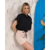 Sıfır kollu bağlamalı crop gömlek siyah s255359