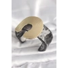 Siyah Mermer Desen Akrilik Plastik Gold Nal Model Plaka Vintage Kadın Bilezik