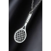 Tenis Raketi Figürlü Gümüş Renk Zincirli Erkek Kolye
