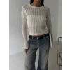 Triko transparent bluz beyaz