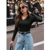 V yaka kaşkorse bluz siyah w3817