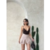 Valonlu fırfırlı şort bej s24683