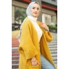 Yarasa kol uzun triko hırka hardal