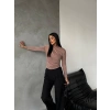 Yarım boğazlı bluz vizon f2245
