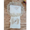 Yenidoğan Beyaz Wool Yün Kumaş Taç Nakışlı Trilüks Kundak Bebek Battaniyesi