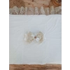 Yenidoğan Beyaz Wool Yün Kumaş Taç Nakışlı Trilüks Kundak Bebek Battaniyesi
