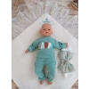 Yenidoğan Kuzulu Taç Nakış Güpürlü Fiyonklu Duvaklı Prizma Taş Unisex Kundak Bebek Battaniyesi
