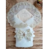 Yenidoğan Papatya Desenli Trilüks Unisex Kundak Bebek Battaniyesi