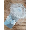 Yenidoğan Teri Cotton Taç Nakışlı Prizma Taş Kundak Bebek Battaniyesi