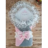 Yenidoğan Teri Cotton Taç Nakışlı Prizma Taş Kundak Bebek Battaniyesi
