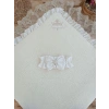 Yenidoğan Wool Yün Kumaş Taç Nakışlı Güpür Duvaklı Fiyonk Prizma Taş Unisex Kundak Bebek Battaniyesi
