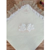 Yenidoğan Wool Yün Kumaş Taç Nakışlı Güpür Duvaklı Fiyonk Prizma Taş Unisex Kundak Bebek Battaniyesi
