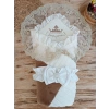 Yenidoğan Wool Yün Kumaş Taç Nakışlı Güpür Duvaklı Fiyonk Prizma Taş Unisex Kundak Bebek Battaniyesi