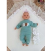 Yenidoğan Wool Yün Kumaş Taç Nakışlı Güpür Duvaklı Fiyonk Prizma Taş Unisex Kundak Bebek Battaniyesi
