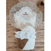 Yenidoğan Wool Yün Kumaş Taç Nakışlı Güpür Duvaklı Fiyonk Prizma Taş Unisex Kundak Bebek Battaniyesi