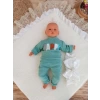 Yenidoğan Wool Yün Kumaş Taç Nakışlı Güpür Duvaklı Fiyonk Prizma Taş Unisex Kundak Bebek Battaniyesi