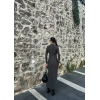 Yırtmaçlı kalın bürümcük uzun elbise siyah
