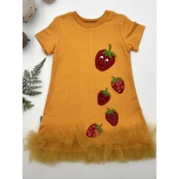 1-2-3 Yaş Fiyonklu Mickey Astarlı Etekli Kız Bebek Tütü Elbisesi