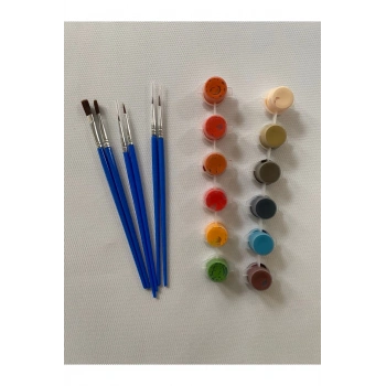 12’li Akrilik Boya Ve 6 Adet Fırça Seti – Profesyonel Boyama Kit