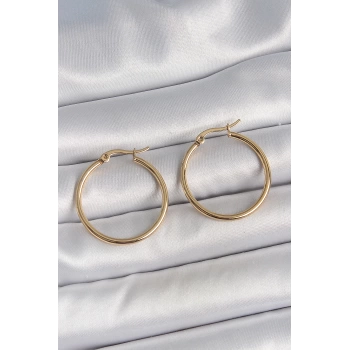 316 Çelik Gold Renk 27 mm Halka Model Kadın Küpe