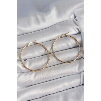 316 Çelik Gold Renk 43 mm Halka Model Kadın Küpe