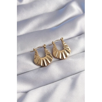 316L Çelik Gold Renk Kabartmalı Görünüm Küpe