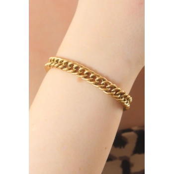 316L Çelik Gold Renk Zincir Model Kadın Bileklik