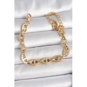 316L Çelik Gold Renk Zincir Model Kadın Bileklik