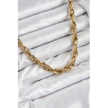 316L Çelik Halat Model Gold Renk Kadın Kolye