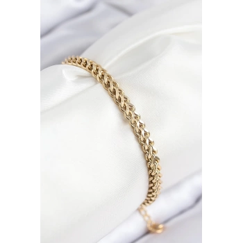 316L Çelik Örgü Zincir Model Gold Renk Kadın Bileklik