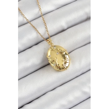 316L Çelik Zincir Açılabilir Sarmaşık Model Zirkon Taşlı Gold Renk Kadın Kolye