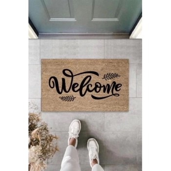 Siyah Kapı Önü Paspası klı Welcome Desen  K-3303