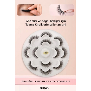 7 Çift Doğal İpek Takma Kirpik 3d 48 Hacimli Sdgnh 1038993