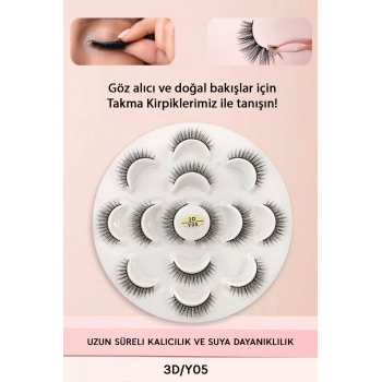 7 Çift Doğal İpek Takma Kirpik 3d Y- 05 Yoğun Hacimli