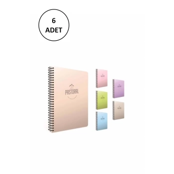 A4 Spiralli Defter Pastoral Plastik Kapak Kareli 120 Yaprak 3-3248000-2011 Asorti 6 Adet