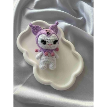 Amigurumi Anahtarlık  El Yapımı Kuromi 12 cm Lila