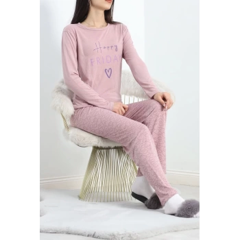 Baskılı Poliviskon Pijama Takımı Koyupembe - 302.1287.