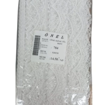 Dantel Polyester Sanal Tül Bant Krem 14,50 Metre En 3 Cm On-784-kr