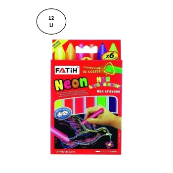 Fatih Mum Pastel Boya Neon Wax Crayon Jumbo 6 Renk 12li