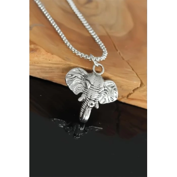 Fil Tasarım Silver Renk Zincirli Erkek Kolye