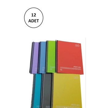 FRESCO Spiralli Plastik Defter A4 72 Yaprak Kareli GP.3-4933000-2011 12 Adet