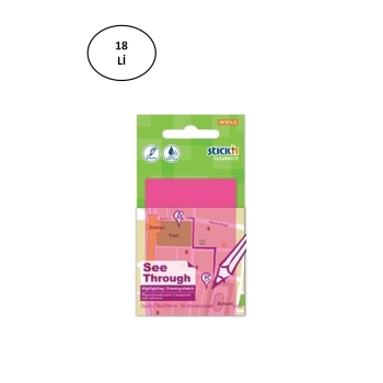 Gıpta Şeffaf Postit 76X51 Yarı Saydam Neon Pembe 50 Yaprak