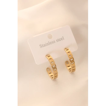 Gold Renk Halka Çelik Kadın Küpe
