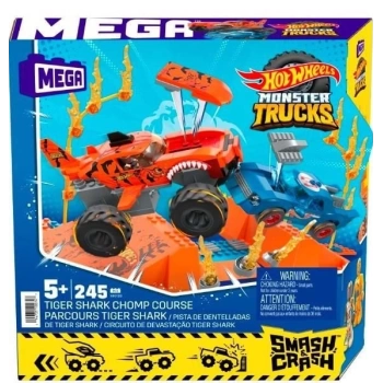 HKF88 MEGA™ Hot Wheels® Smash n Crash Tiger Shark Çarpışma Seti 245 parça +5 yaş