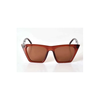 Kahverengi Şeffaf Çerçeveli Unisex Güneş Gözlüğü - Moda Gözlük