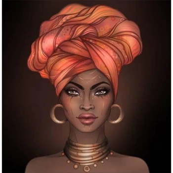 Kanvas Sayılarla Boyama Seti Kasnaklı-çerçeveli Afrikalı Güzel 11