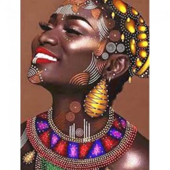 Kanvas Sayılarla Boyama Seti Kasnaklı-çerçeveli Afrikalı Güzel 8