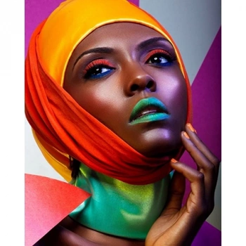 Kanvas Sayılarla Boyama Seti Kasnaklı-çerçeveli Afrikalı Model